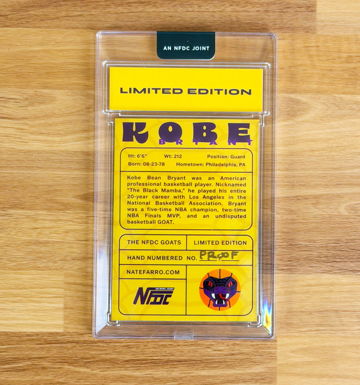 "Black Mamba" Kobe Bryant Holographic Card
